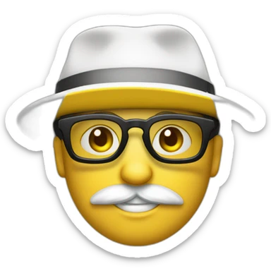 hombre piel blanca con gafas gorra con gatos negro y amarillo sticker