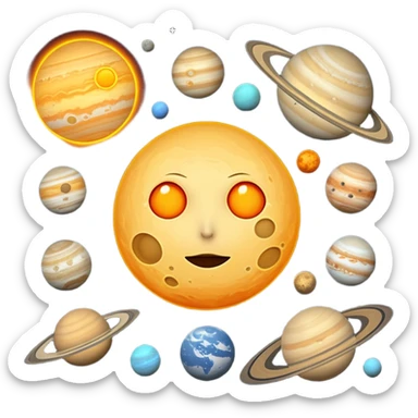 solar system with realistic textures on planets and sun sticker