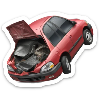 photorealistic crashed car sticker