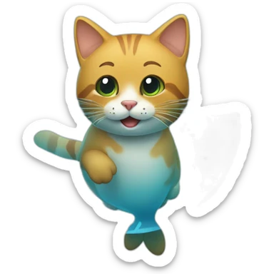 un chat sur un dromadaire dans l'eau pres d'un sous marin sticker