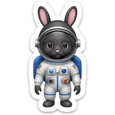 black rabbit with astronaut costume sticker