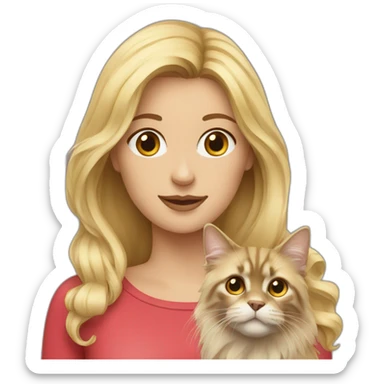 Blonde woman with with maincoon sticker