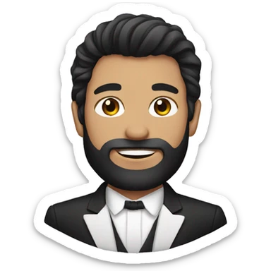 groom with Dark hair mullet and beard sticker