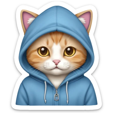 cute cat wearing hoodie sticker
