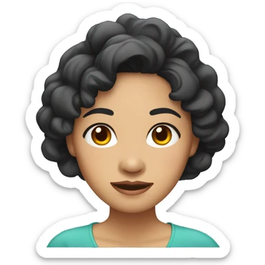 Southeast Asian woman with wrinkles, black curly hair sticker