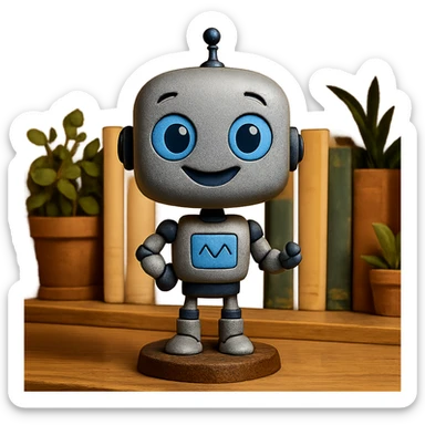 friendly bobblehead style robot sticker