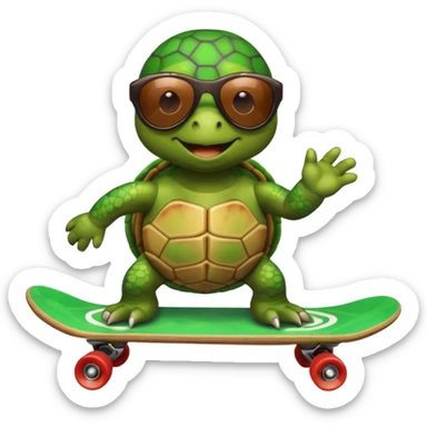 Turtle on a skateboard sticker