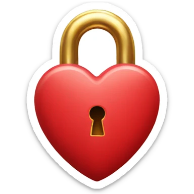 Red heart with gold lock  sticker