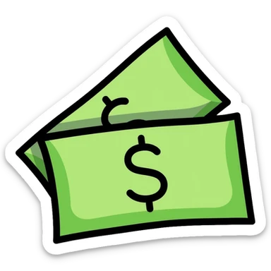 A green raffle ticket with a number on it, green color scheme sticker