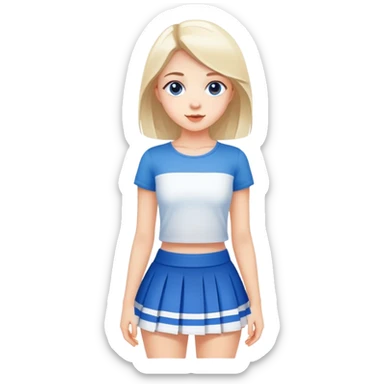 Pretty young girl in blue and white miniskirt sticker