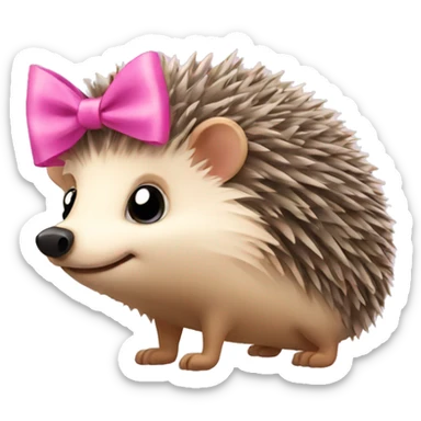 hedgehog with a pink bow sticker