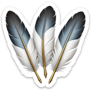 Prends la 1ere image avec les 3 plumes blanches et les stylos et ajoute en dessous le logo de largus sticker