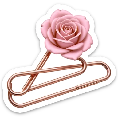 Pastel pink paper clip made of polished rose gold metal sticker