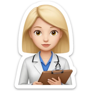 female character with a clipboard, professional appearance sticker