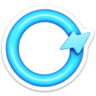 Circular loop arrow styled like Ovi: soft ghost-like shape, smooth rounded loop, bright blue and violet neon glow, playful floating energy, semi-matte luminous texture. No text. Full background.
 sticker