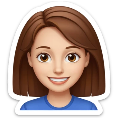 Woman with brown hair and an extremely large forehead sticker