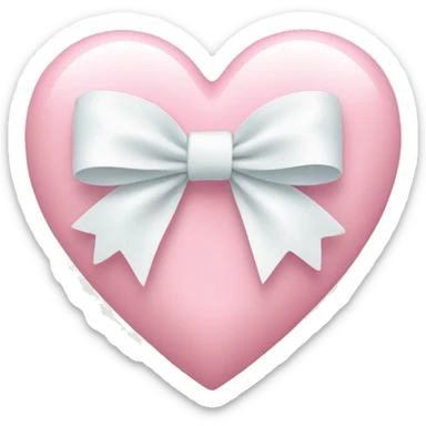 Pastel pink heart with white bow sticker