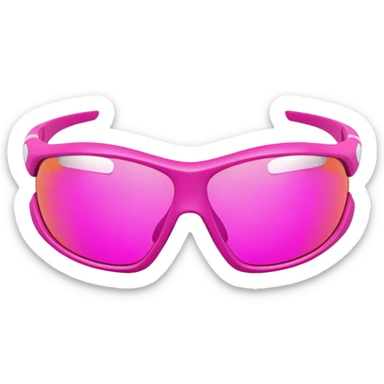 bold pink sport eyewear with wrap-around protective lens, thick frame sticker