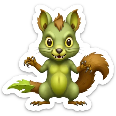 undead zombie squirrel, yellow green empty eyes, rotting, evil, chaotic, full body, angry attack sticker