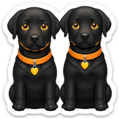 2 black labradors, yellow and orange collar sticker