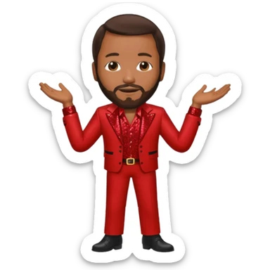 Marvin Gaye with dark brown hair, red sequin outfit sticker
