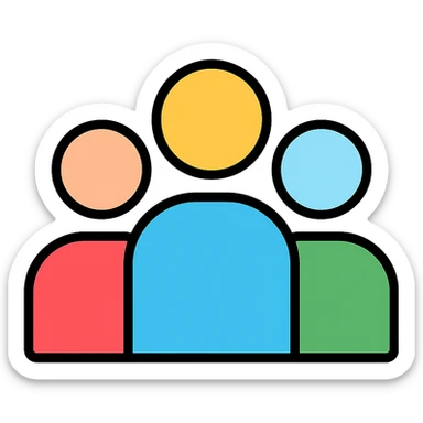 group of people, minimal friendly color outline icon style, suitable for app interface sticker