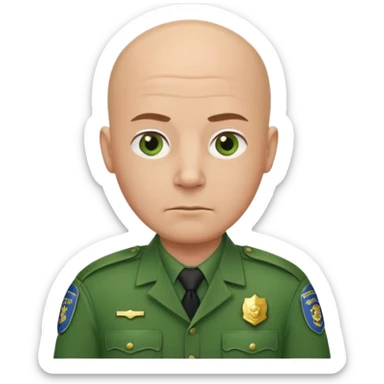 green uniform police bald no cap  sticker