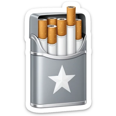 7 stars grey shining cigaret pack with a few little cigaret inside sticker