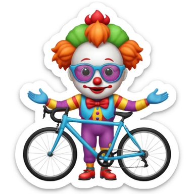 clown emoji wearing cycling glasses sticker