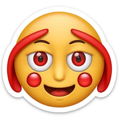 Crea un emoji kn los ojos rojos, k estén entre abiertos, sticker