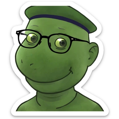 bald man smiling at viewer sticker