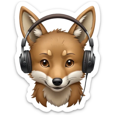 Coyote with headphones on head sticker