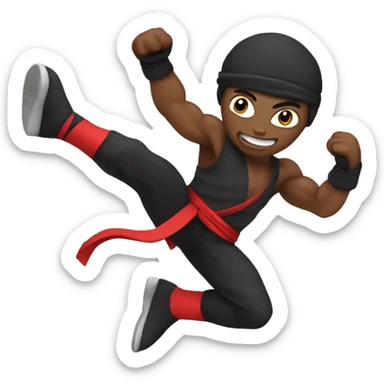 male Ninja Warrior athlete punching, captured mid-air sticker