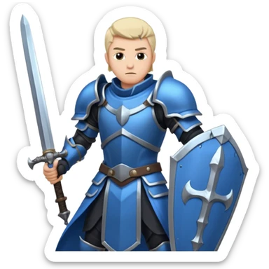 Big damage Role, at guild bosses,  iconic, with blue and black theme, HUGE great sword sticker