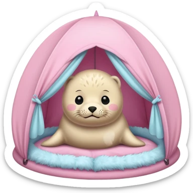 Seal in a light pink tent  sticker