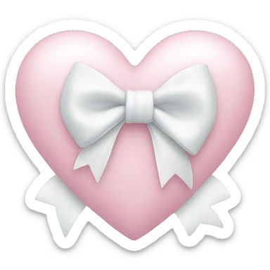 Pastel pink heart with white bow sticker