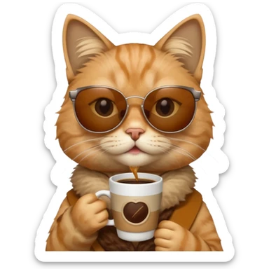 sunglasses cat drink coffee sticker