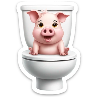 Cute Pig sitting on toilet sticker