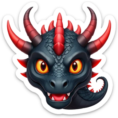 A black dragon with red eyes and great black horns. sticker