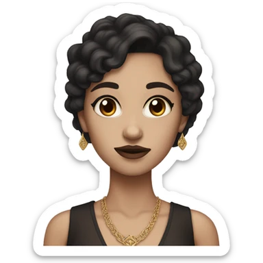 Dark feminine goddess with pale skin dark hair brown eyes  sticker