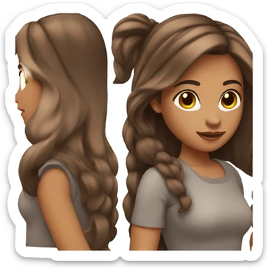 girl with tan/brown skin and medium straight brown hair sticker