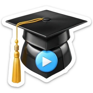 graduation cap with a video icon sticker