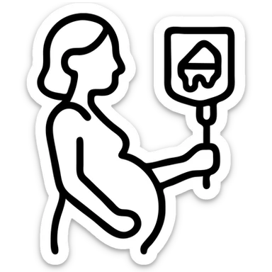 pregnant woman with raclette cheese and fork, icon style sticker