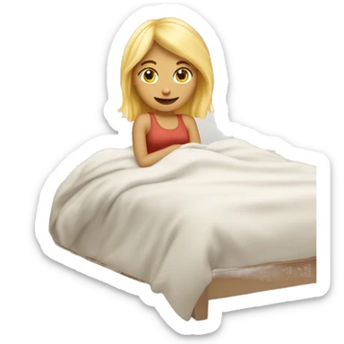 blonde girl cozy bed sticker