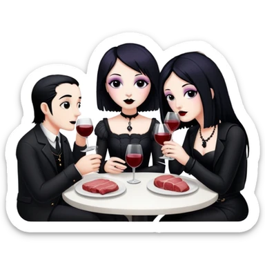 goth artists enjoying wine Party at a french Parisian SPAM meat cafe LANDSCAPE  sticker