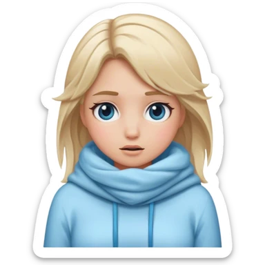 Cold girl with blond hair sticker