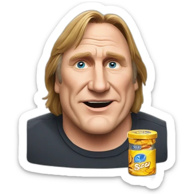 Gerard Depardieu with dota snus sticker
