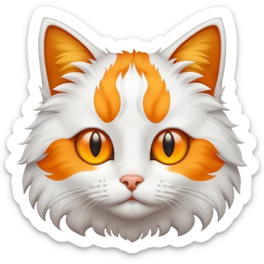 a cat that is a mixture of white and orange, with yellow eyes sticker