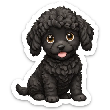 black cockapoo puppy dog playful pose sticker