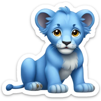 blue lion cub sticker